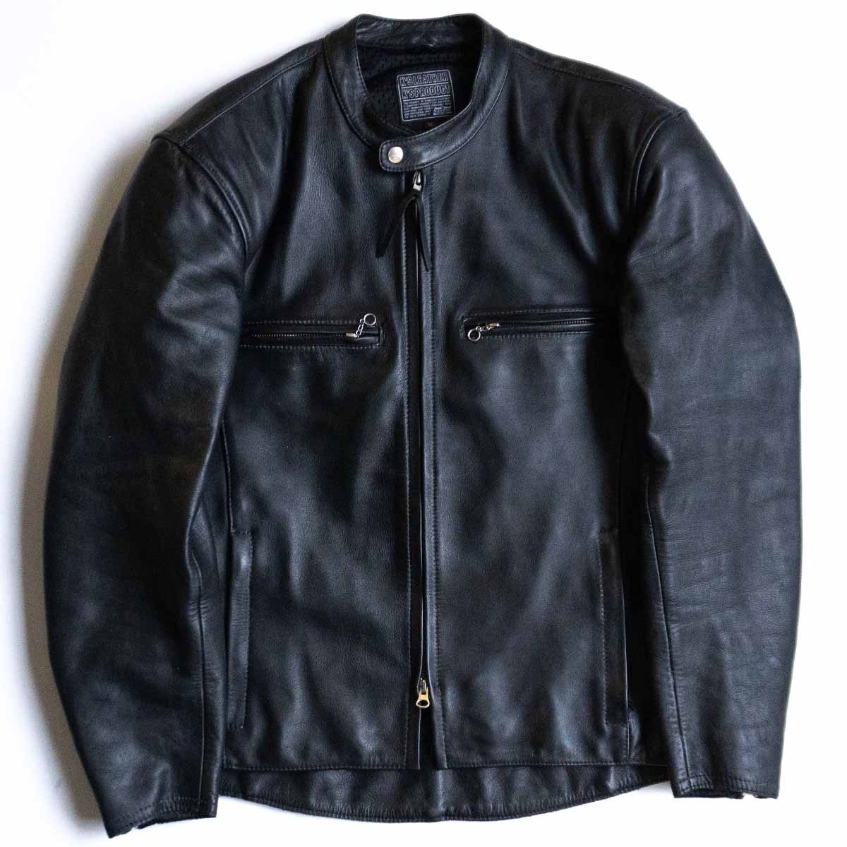 【美品/ビッグサイズ】KADOYA【シングルライダースジャケット】 3L ブラック レザー カドヤ 25100549拍卖