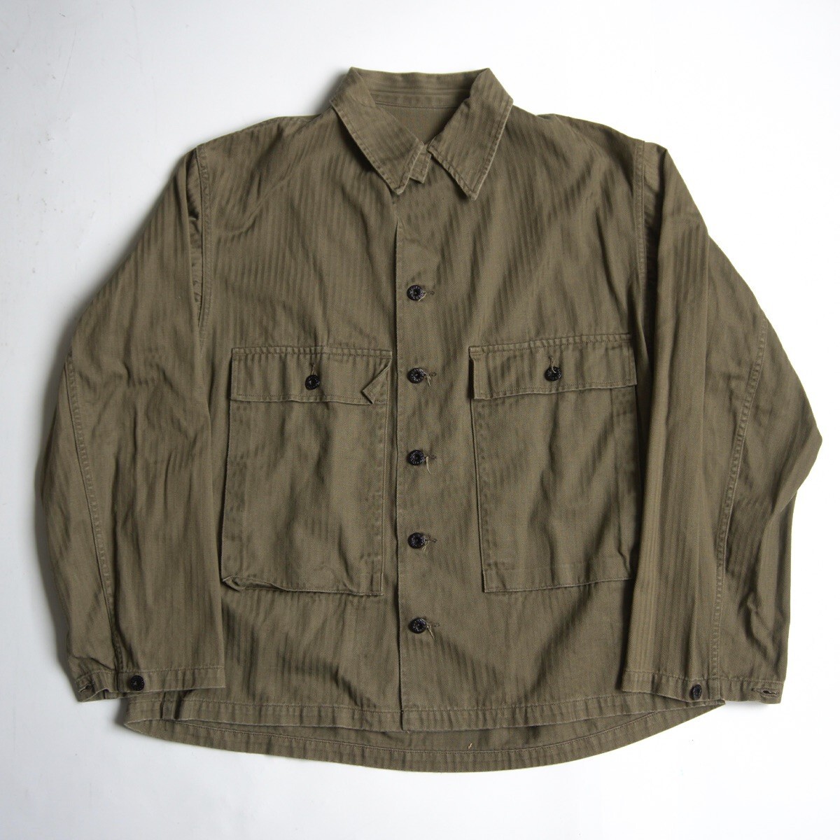 【美品】 WAREHOUSE【LOT2143 U.S.N. HERRINGBONE UTILITY JACKET】42 ウエアハウス カバーオール 25100437拍卖
