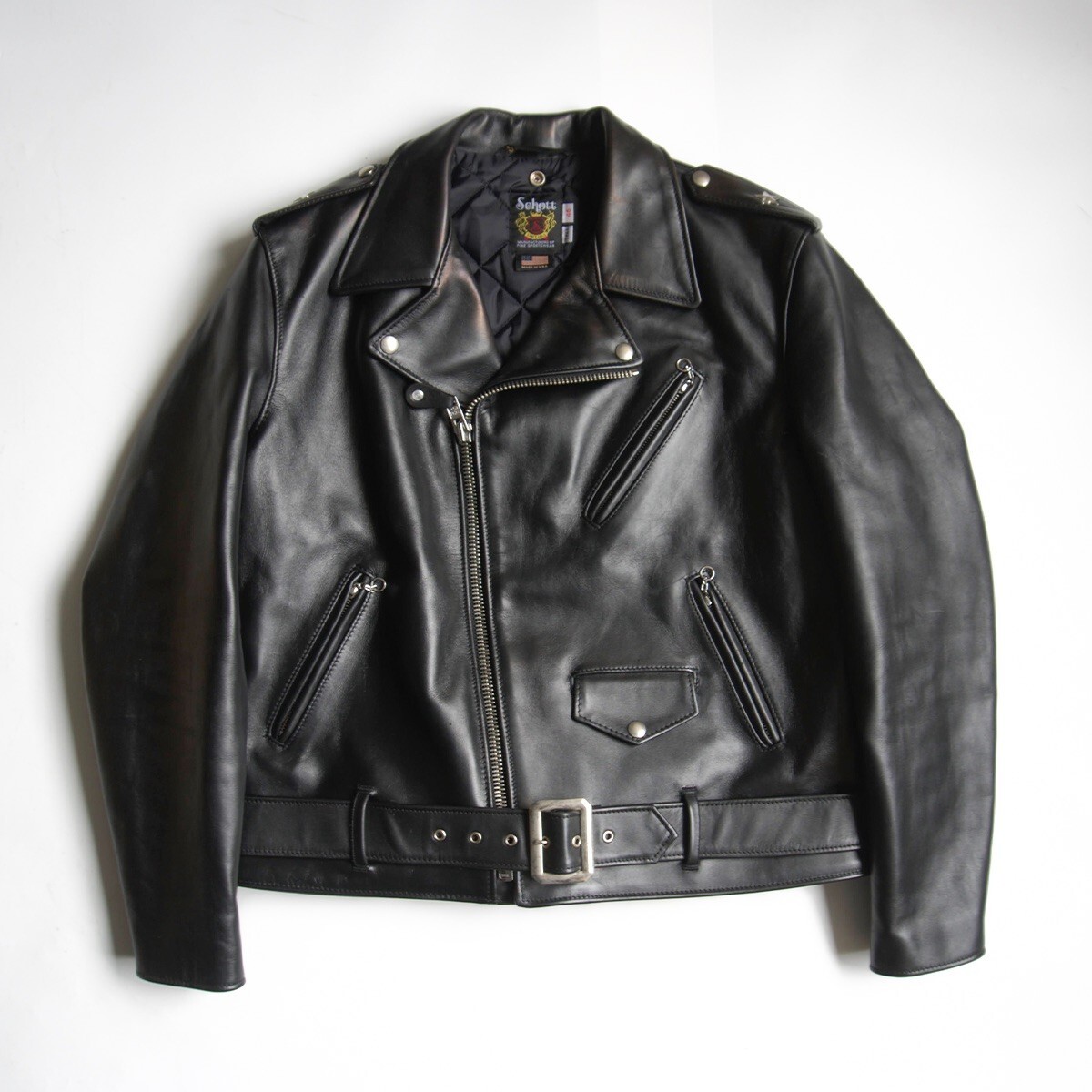 【美品/ビッグサイズ】SCHOTT【613UST/ワンスター ダブルライダースジャケット】46 TALL USA製 ブラック ショット 25100614拍卖