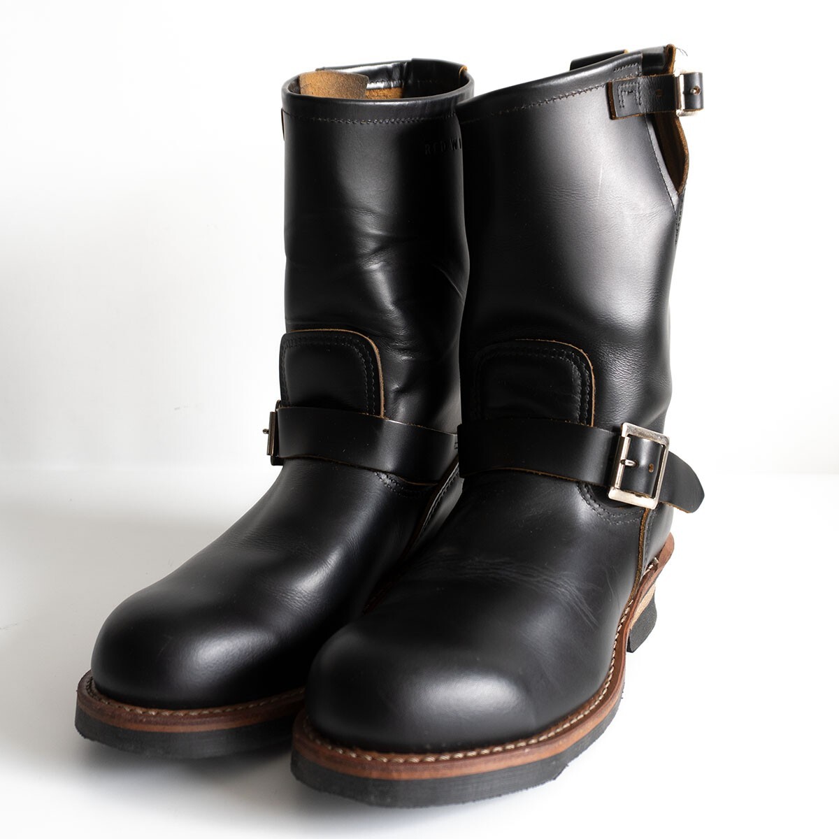 【美品/茶芯】REDWING【9268/エンジニアブーツ】US8.5D 縦羽根タグ レッドウィング ブラック USA製 25100862拍卖