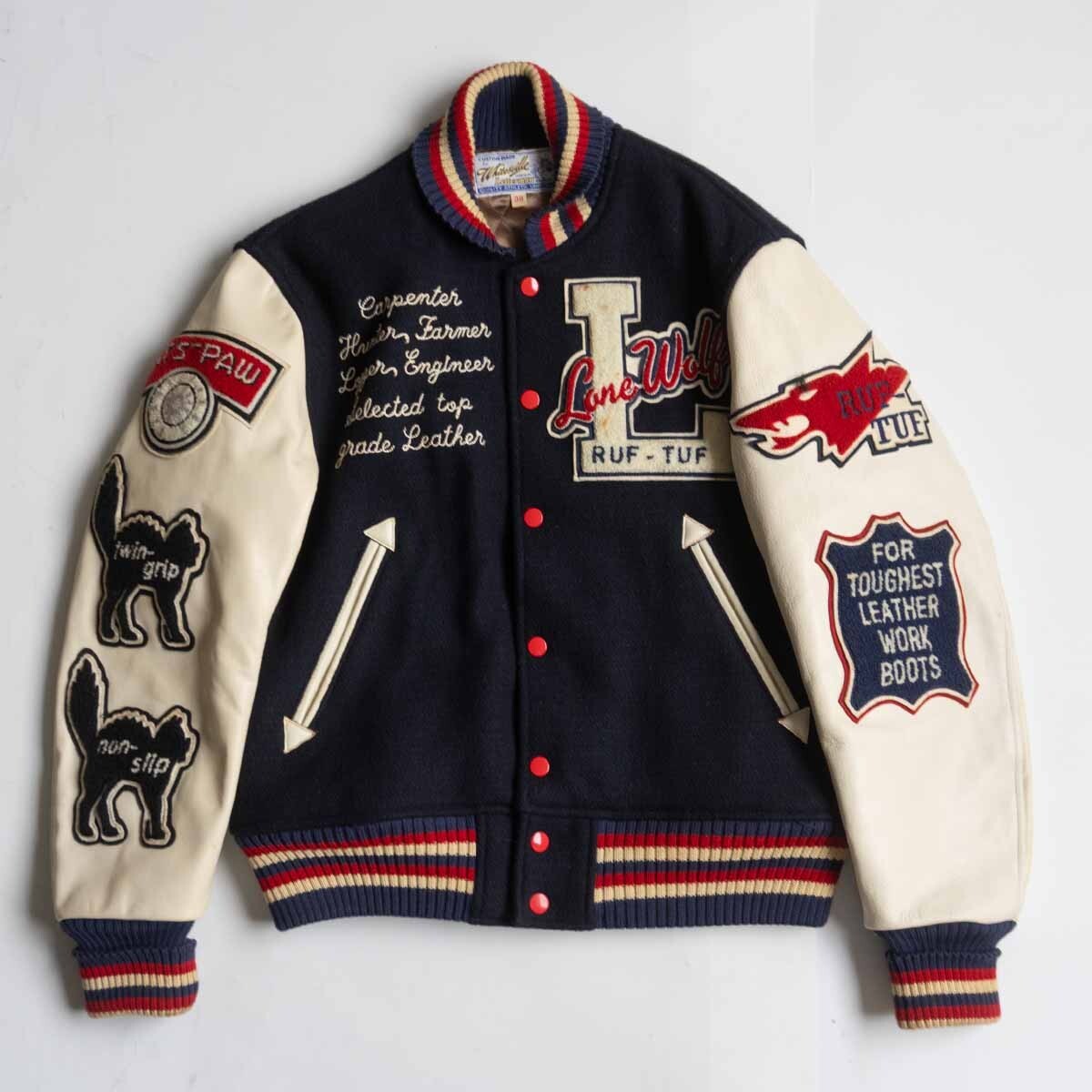 【雰囲気抜群】WHITESVILLE【フルデコ レザースリーブ スタジャン】38 スタジアムジャンパー ホワイツビル 25100856拍卖