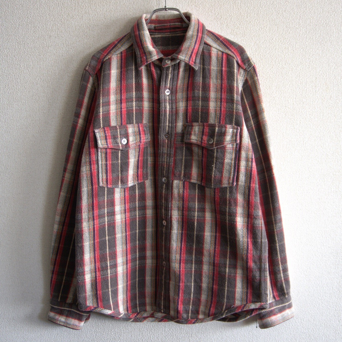 【美品】NIGEL CABOURN【REVERSIBLE HEAVY FLANNEL SHIRT】48 ナイジェルケーボン リバーシブル シャツ s2510112拍卖