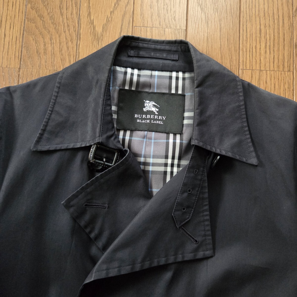 【美品】 BURBERRY BLACKLABEL バーバリー ブラックレーベル コート トレンチコート ネイビー チェック Mサイズ拍卖