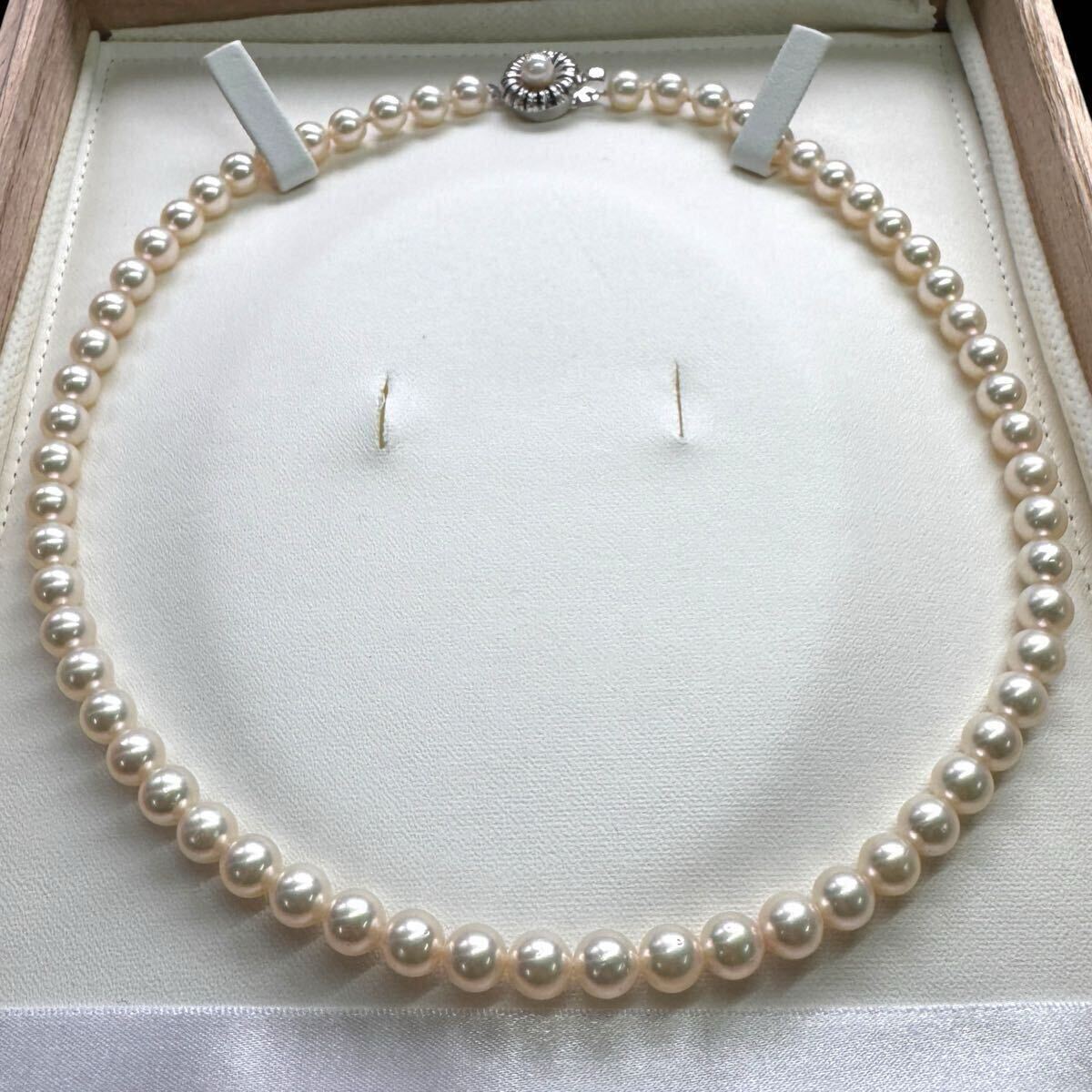 最高級 テリ最強 アコヤ真珠 あこや パール ネックレス ラウンド SV金具 ジュエリー 約6.5-7.0mm 美品 Pearl necklace jewelry【c2556】拍卖