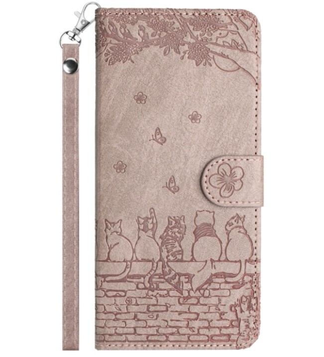 Galaxy S21+ 5G 手帳ケース 紫グレー 猫 ニャンコ 拍卖