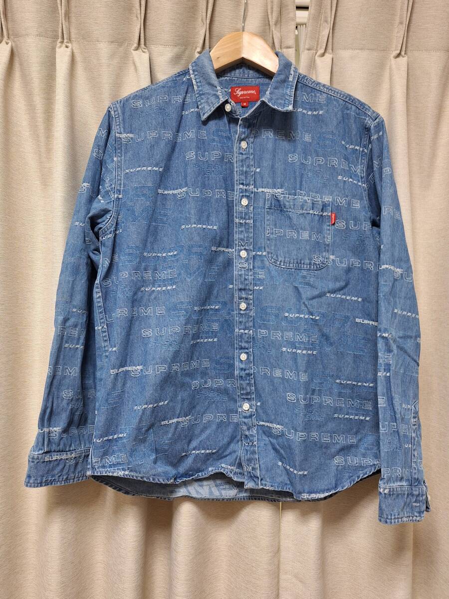 ☆SUPREME デニムシャツ 総柄 シュプリーム サイズM☆拍卖