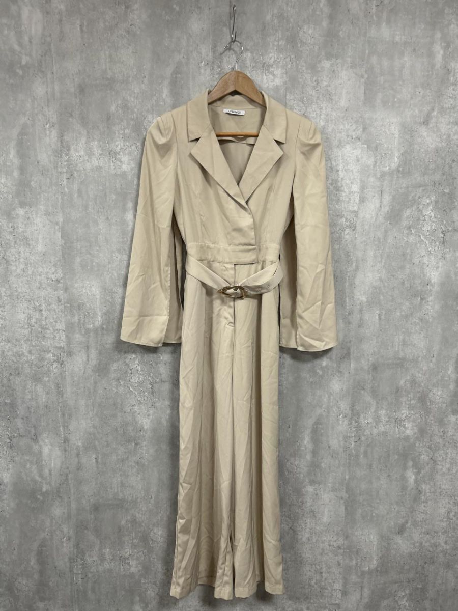 ネコポスOK LIP SERVICE リップサービス スリットスリーブテーラードロンパース オールインワン sizeS/ベージュ ◇■ レディース拍卖