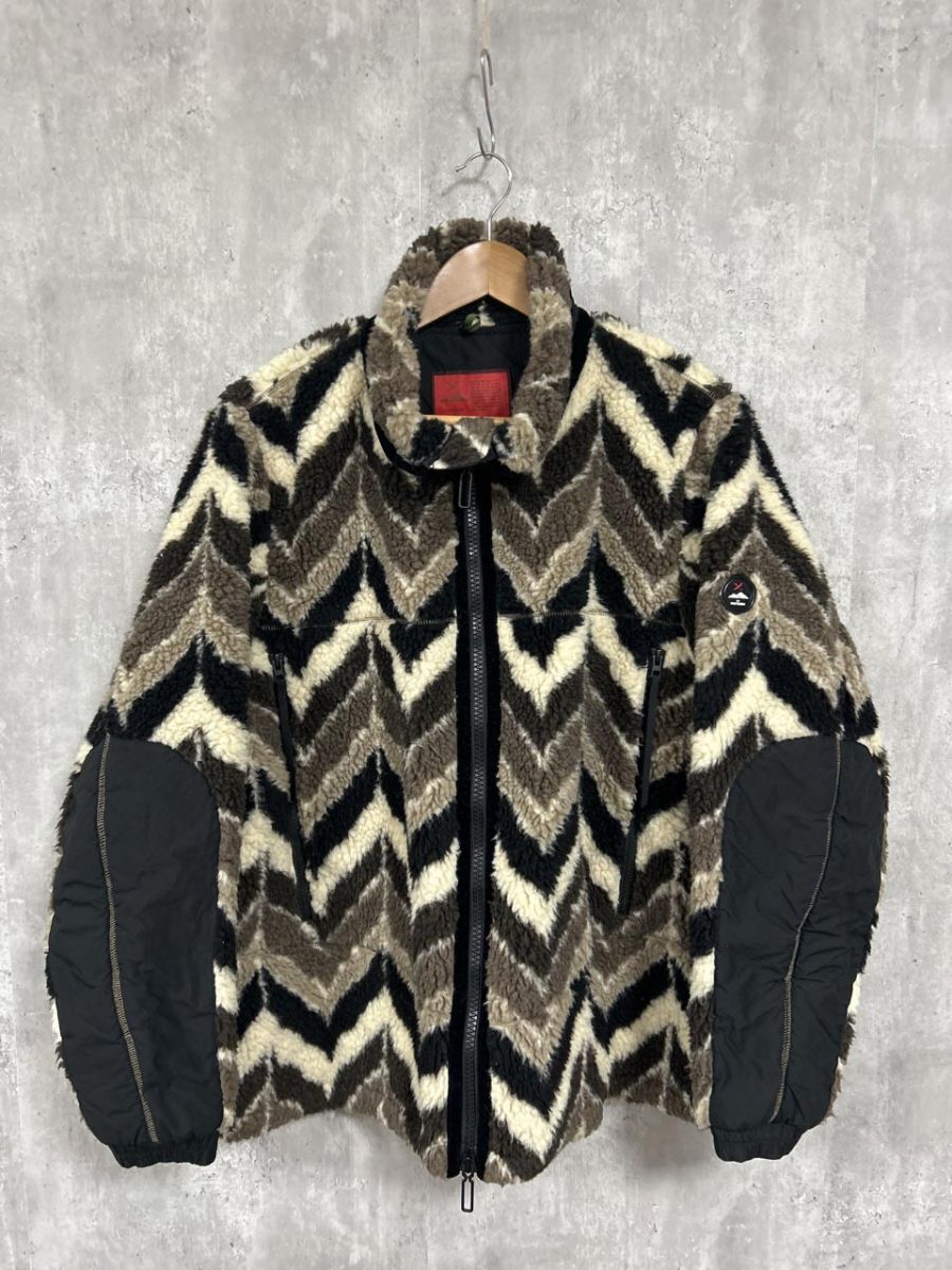 Y(dot) BY NORDISK ワイドット バイ ノルディスク 総柄 ボア ジャケット sizeM/白x黒×茶 ◆■◎ メンズ拍卖