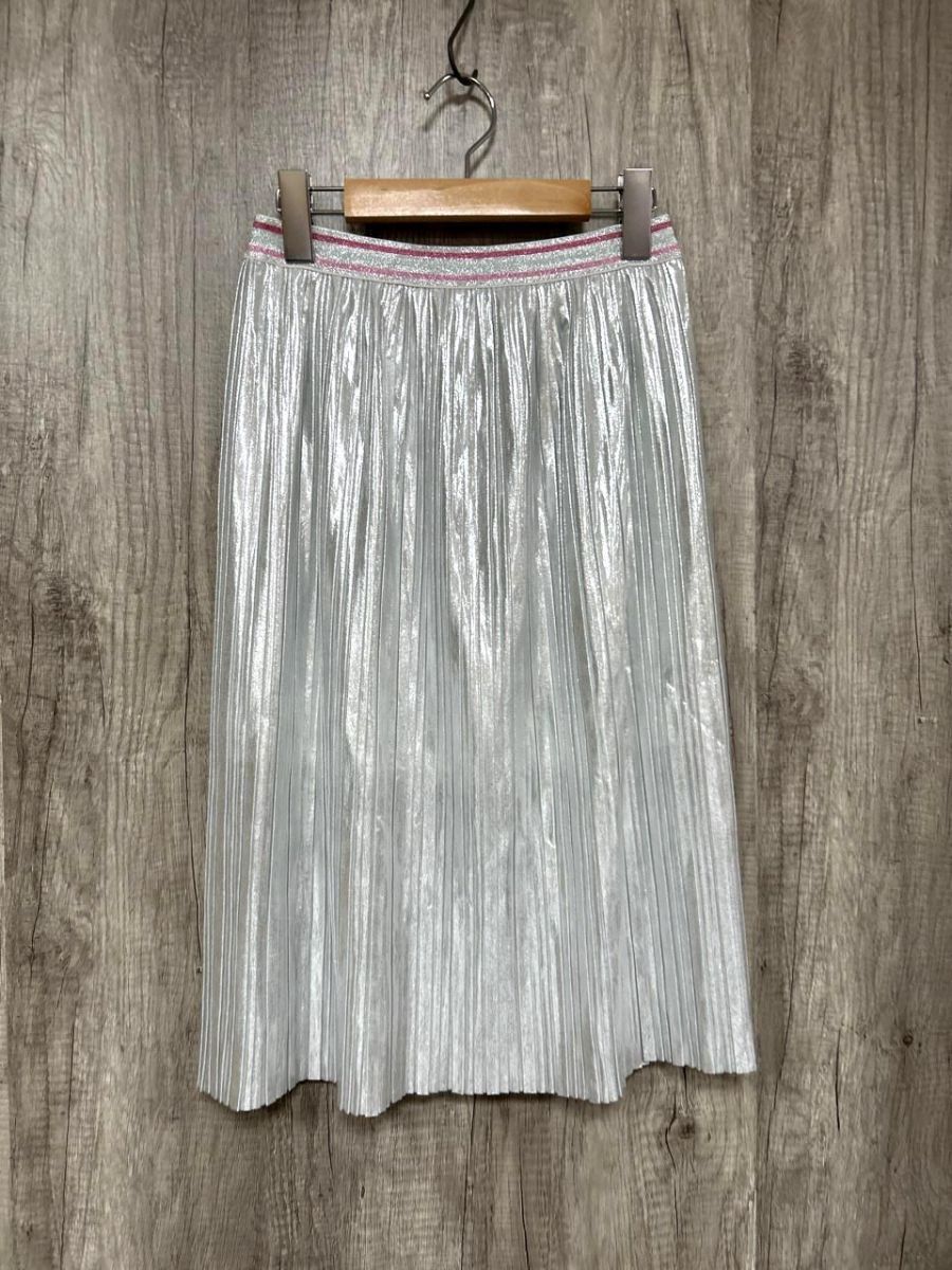 ネコポスOK kate spade ケイトスペード ウエストゴム 藤田ニコル着用 プリーツ スカート シルバー ■■ レディース拍卖
