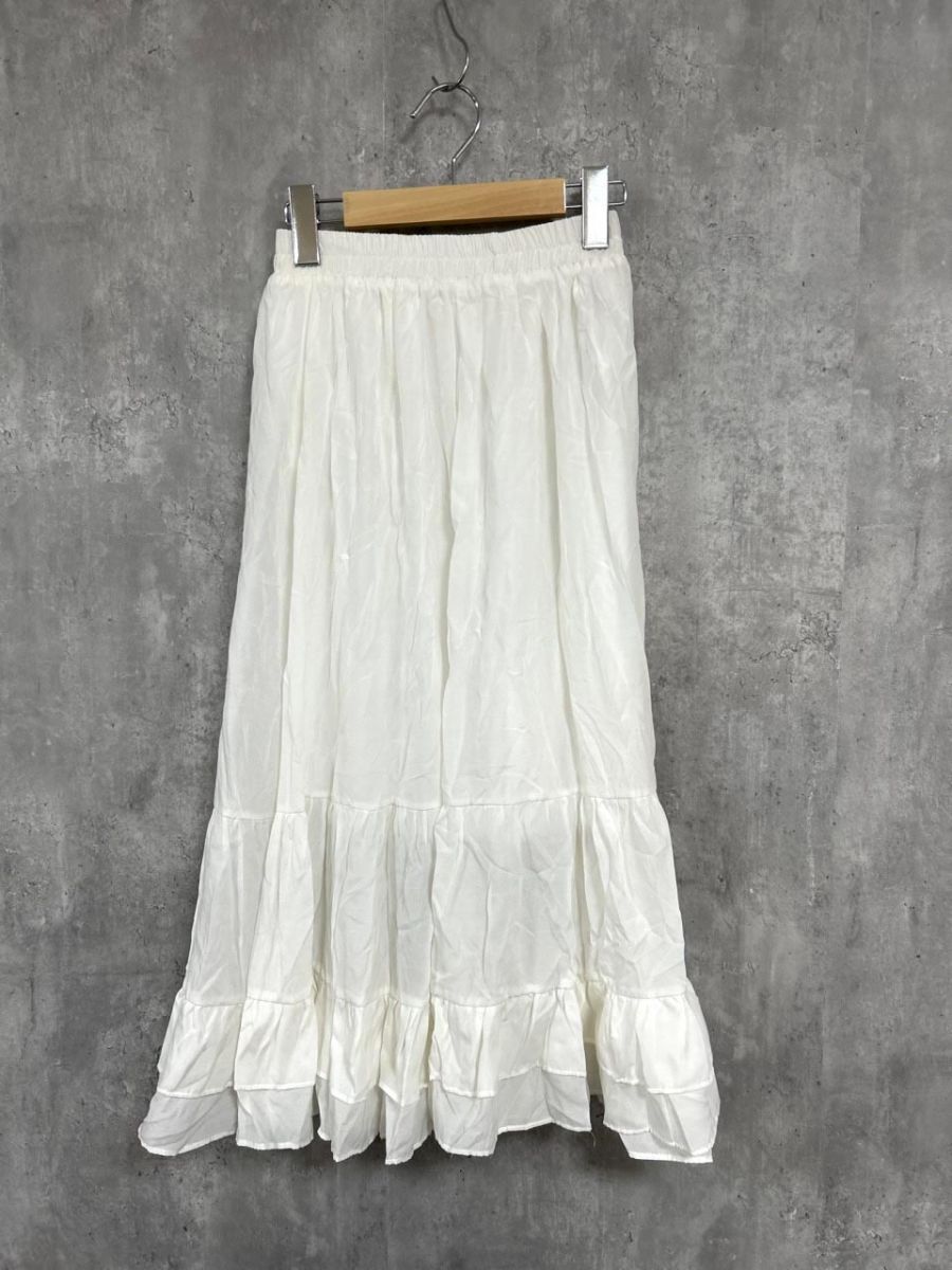 ネコポスOK Clice de Paris ティアードスカート ガーリー フレア スカート sizeF/白 ■■ レディース拍卖
