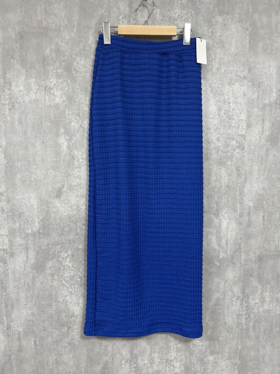 ネコポスOK 美品 Lumier ポップコーン生地 タイト スカート sizeF/青 ■◆ レディース拍卖
