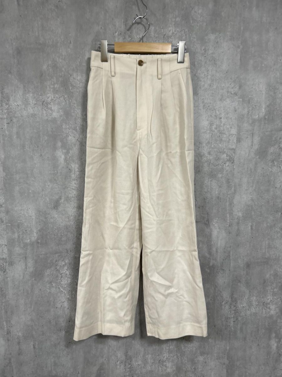 UNITED ARROWS ユナイテッドアローズ グリーンレーベル サキソニー ワイド スラックス パンツ size34/アイボリー ■■ レディース拍卖