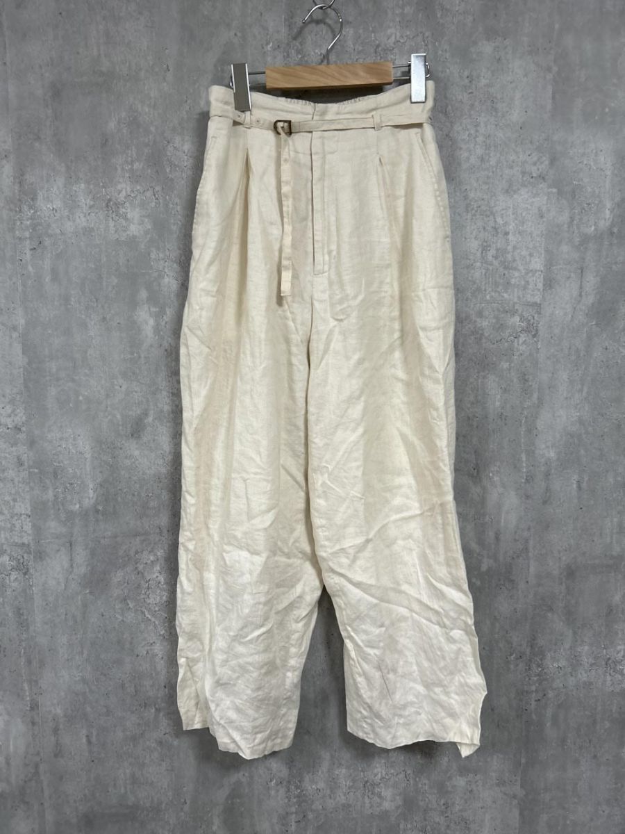 SLOBE IENA スローブイエナ リネン100% ベーシック ワイド パンツ size36/白 ■◆ レディース拍卖