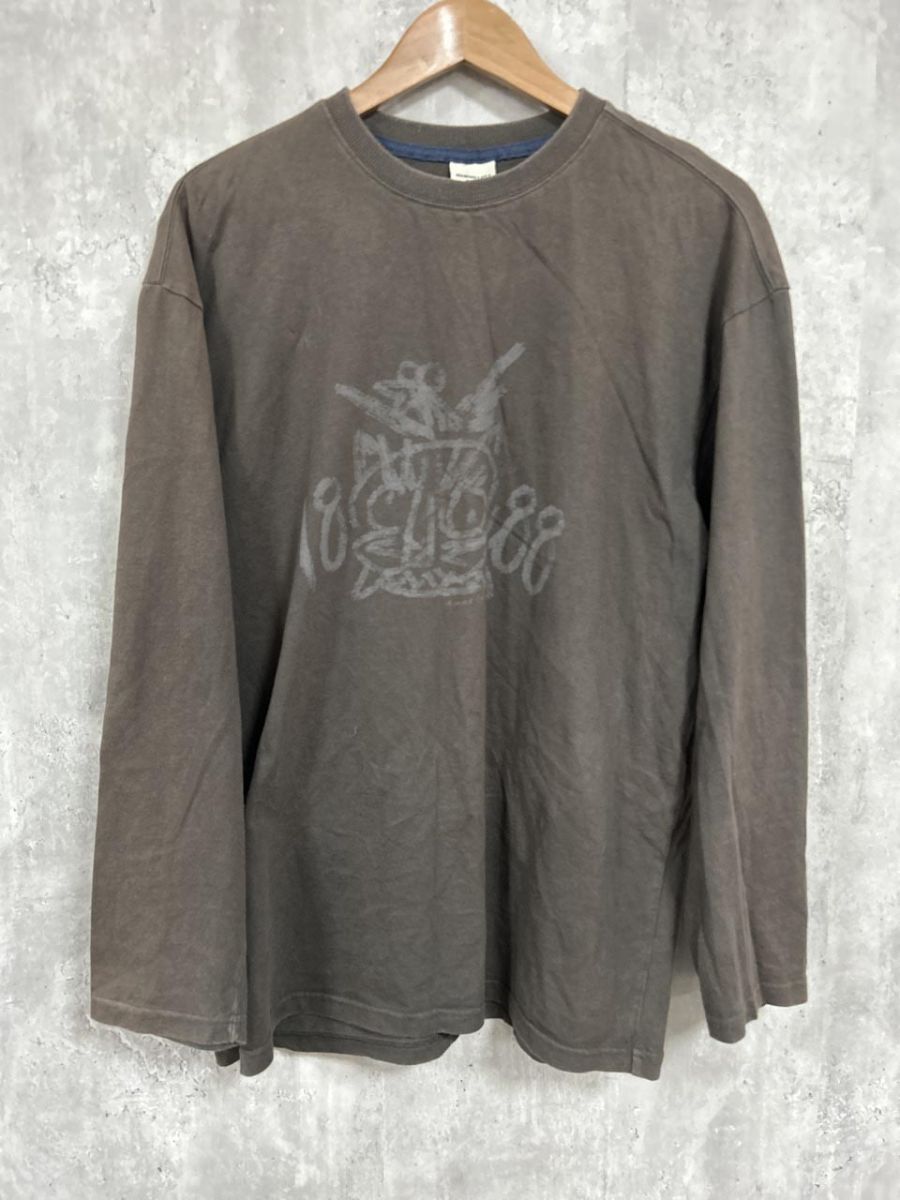 ネコポスOK DIAMOND LAYLA ダイアモンドレイラ プリント ロング Tシャツ sizeL/茶 ◇■ メンズ拍卖