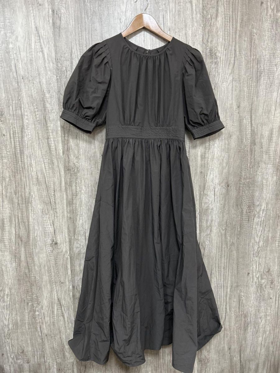 anuans アニュアンス バックオープンフレアロング ワンピース sizeM/チャコール ■◆◎ レディース拍卖