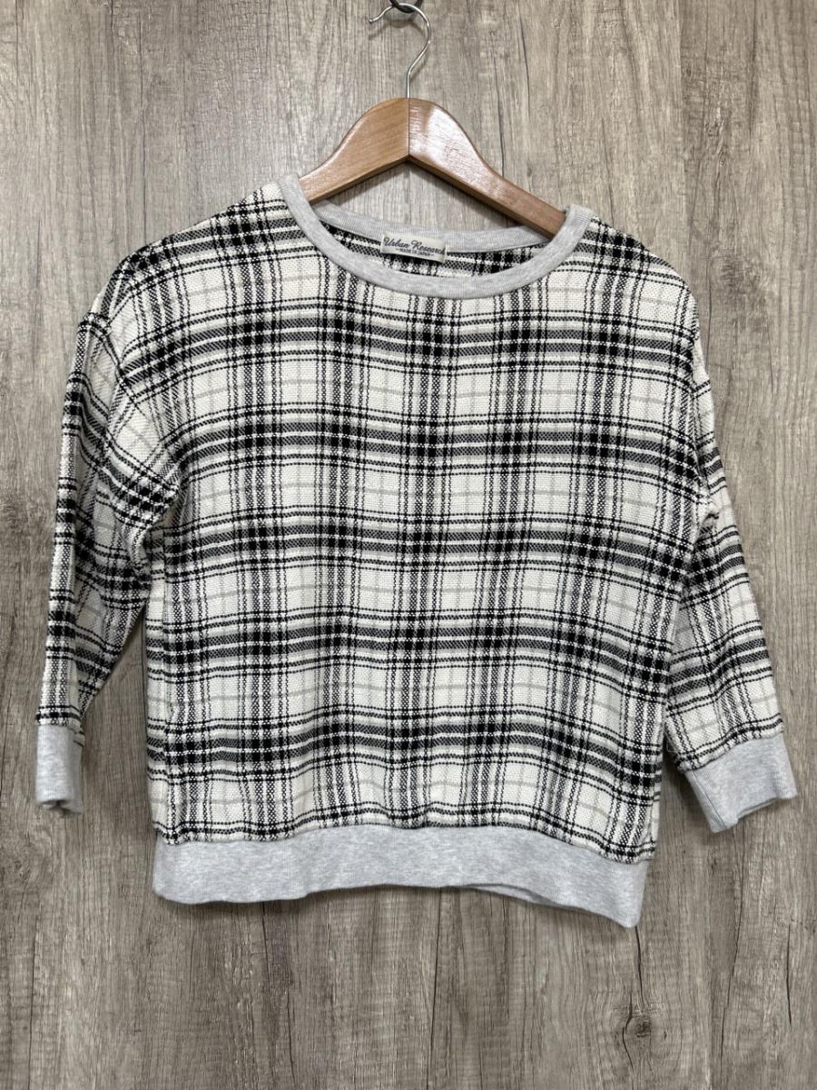 ネコポスOK URBAN RESEARCH アーバンリサーチ チェック ドルマンスリーブ 7分袖 ロング カットソー sizeF/オフホワイト ◆■ レディース拍卖