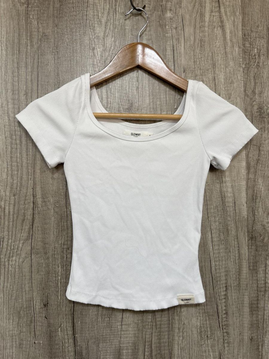 ネコポスOK GLOWNY グロウニ― G Classic Rib Tee リブ Tシャツ sizeS/白 ■◆ レディース拍卖