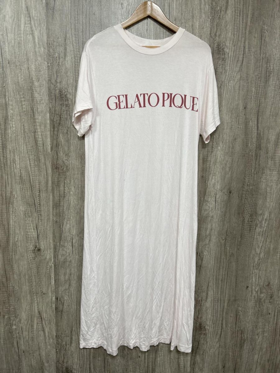 gelato pique ジェラートピケ プリント 配色ロゴ ワンピース ルームウェア sizeF/ベビーピンク ■◆ レディース拍卖