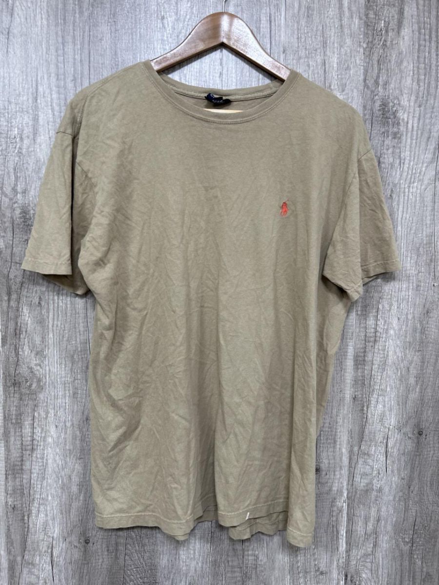 ネコポスOK POLO RALPH LAUREN ポロ ラルフローレン 刺繍ロゴ ワンポイント Tシャツ sizeM/茶 ■◆ メンズ拍卖