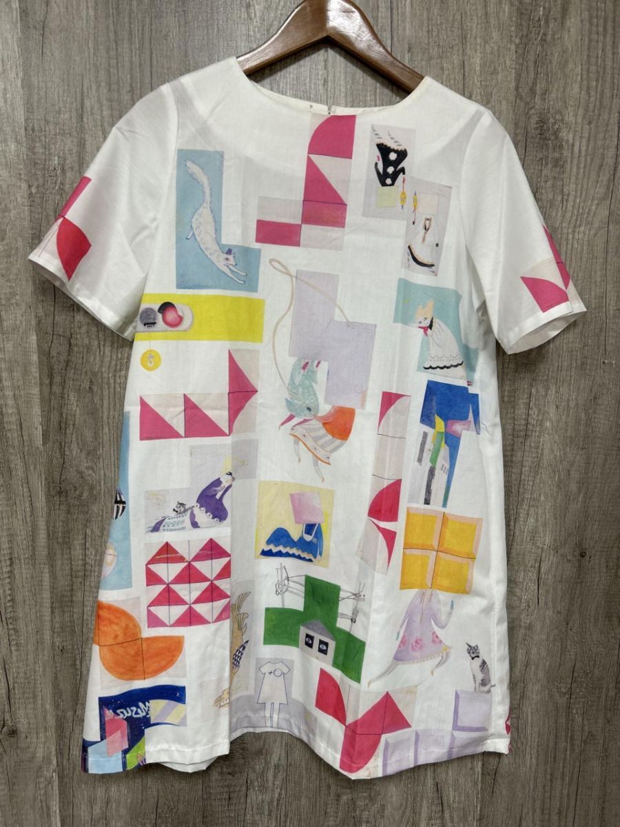 ネコポスOK ATENOY 日本製 総柄 チュニック ブラウス シャツ マルチカラー ■◆ レディース拍卖