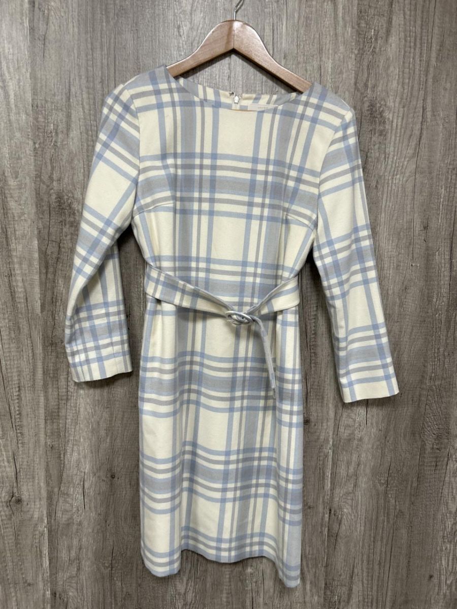 any SiS エニィスィス チェック柄 ひざ丈 Iライン ワンピース size2/白x水色 ■◇ レディース拍卖