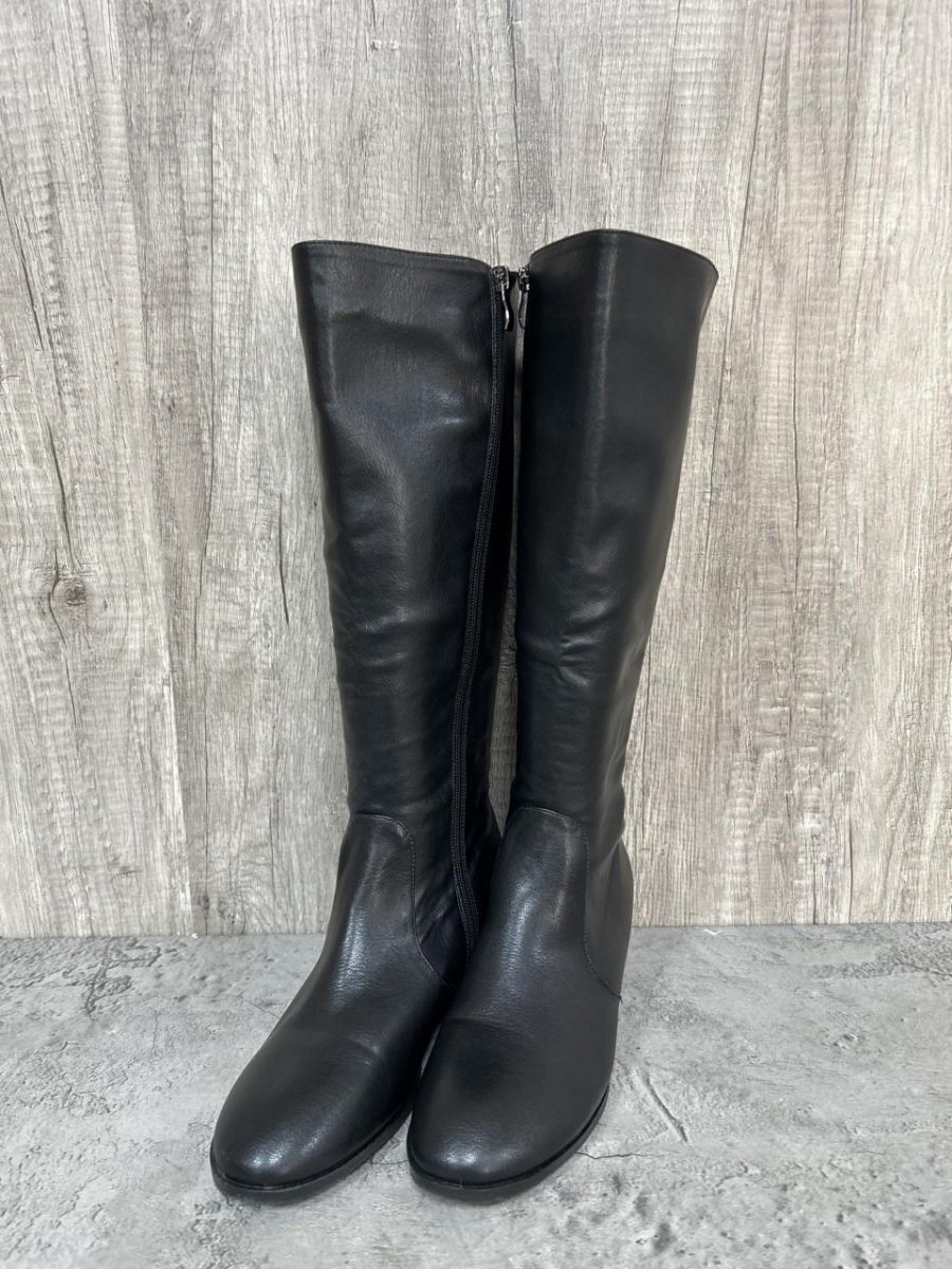 Futier Land やわらかフィット ローヒール ストレート ロング ブーツ size24CM/黒 ◆■ レディース拍卖