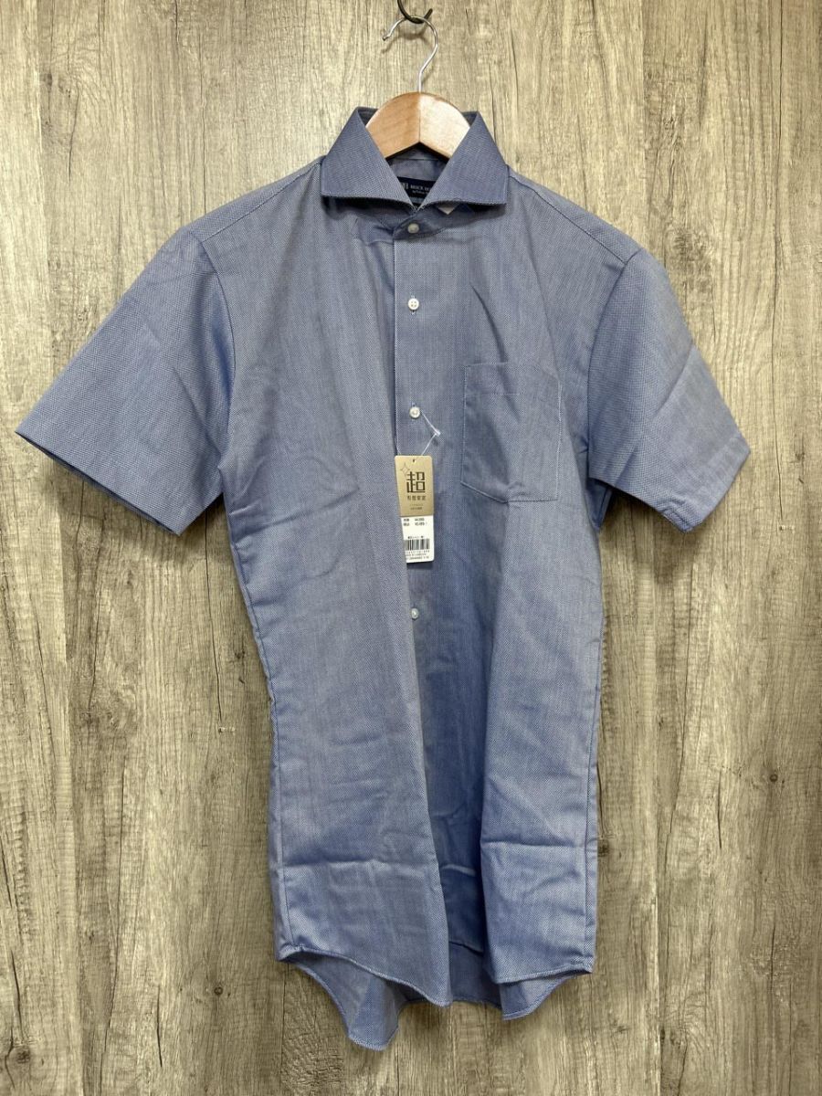 美品 BRICK HOUSE ブリックハウス シャツ工房 フォーマル クール&ドライ オフィスカジュアル シャツ sizeM/青 ■■ メンズ拍卖