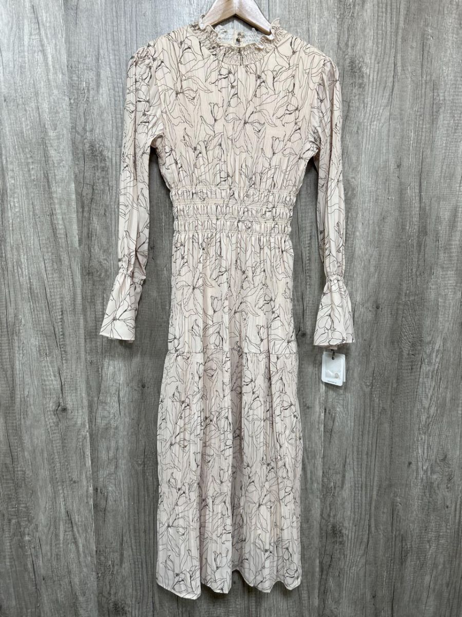 LADYMADE ラインフラワー シャーリング ワンピース Iライン ワンピース sizeF/ベージュ ◆■◎ レディース拍卖