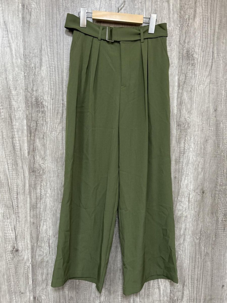 美品 LEPSIM レプシィム タグ付未使用品 ベルト付き ワイドパンツ スラックス パンツ sizeM/オリーブ ■■ レディース拍卖