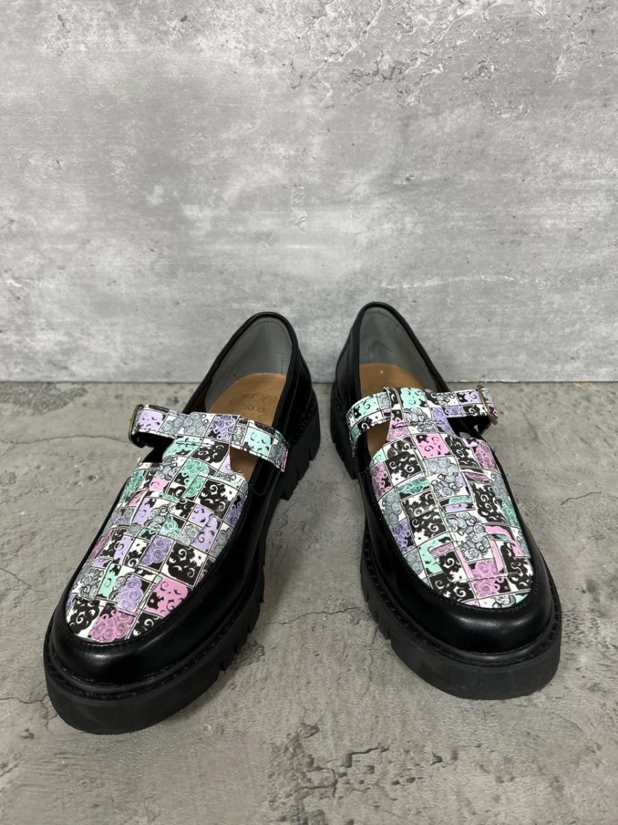 scolar スカラー スカラーマークブロック柄 ローファー シューズ size24〜24.5cm/黒 ■■ レディース拍卖