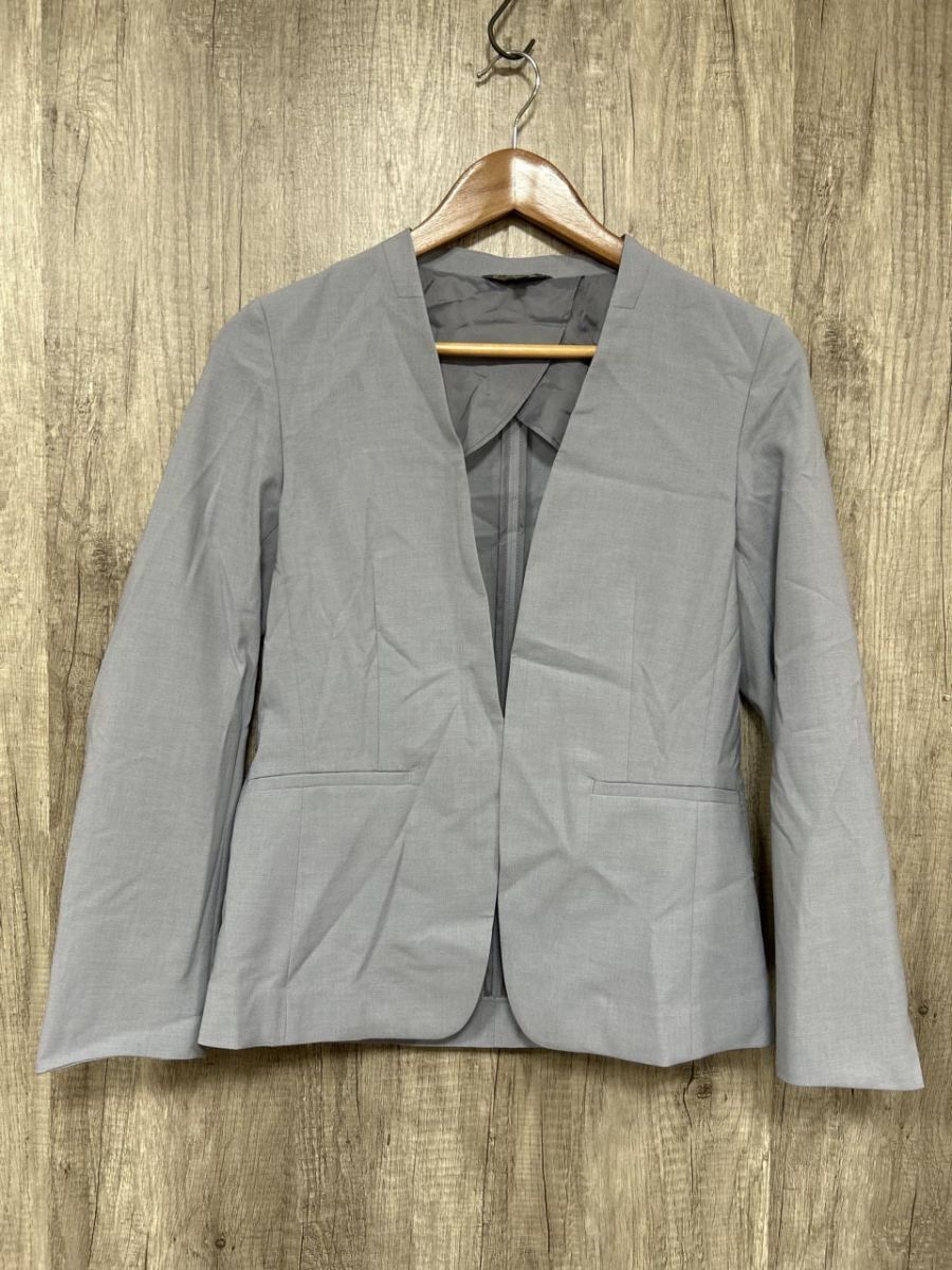 ネコポスOK UNITED ARROWS ユナイテッドアローズ フォーマル ノーカラー ジャケット size36/水色 ■◇ レディース拍卖