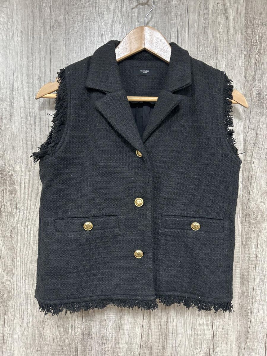 BASEMENTonline ビスチェ ツイードジレ ベスト sizeF/黒 ◇■ レディース拍卖