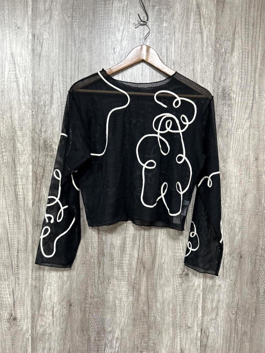 ネコポスOK LOWRYS FARM ローリーズファーム 長袖 エンブロイダリープルオーバー カットソー sizeF/黒 ■◆ レディース拍卖