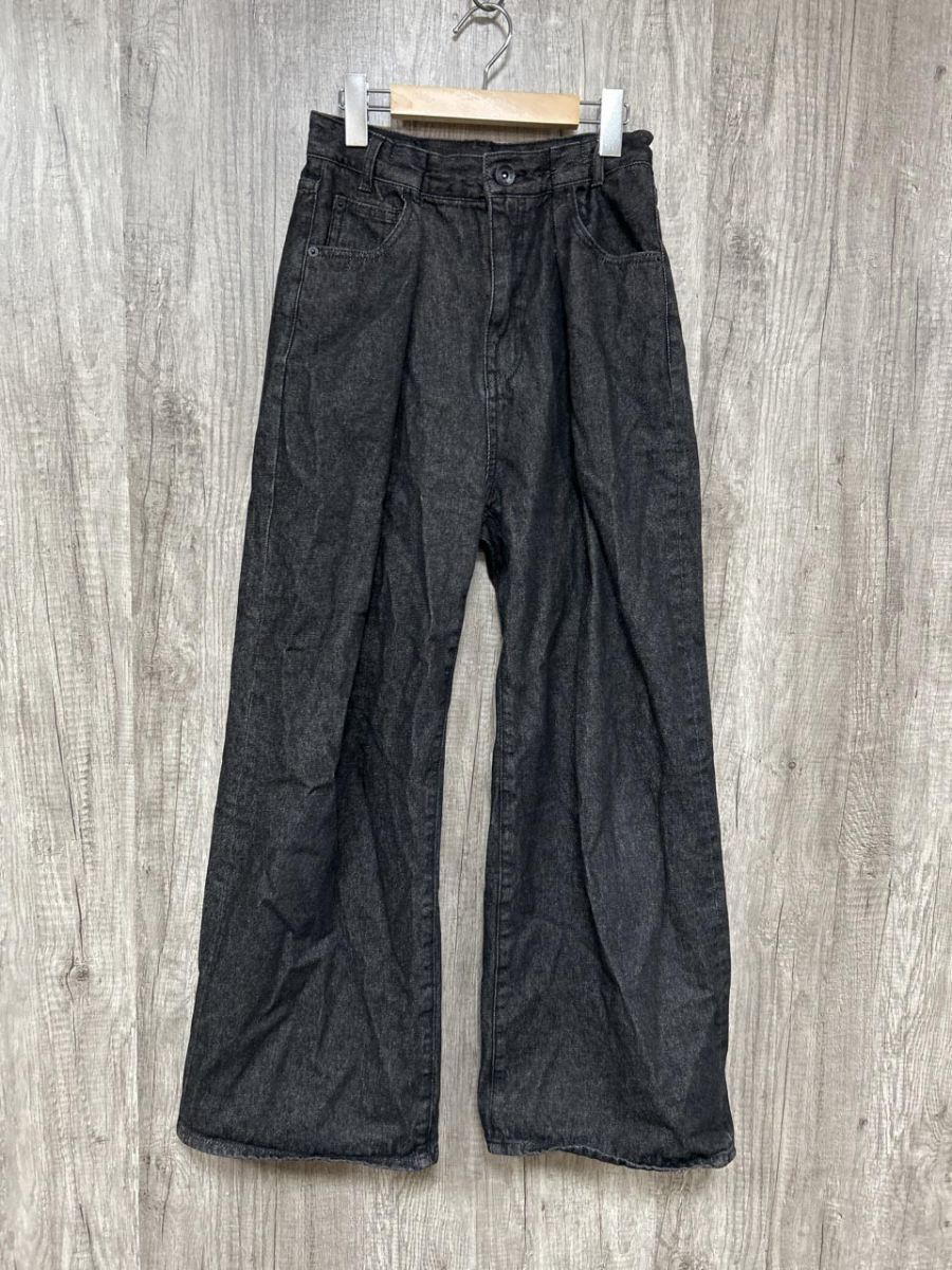 JEANASIS ジーナシス 無地 ワイド デニムパンツ sizeS/黒 ■■ メンズ拍卖