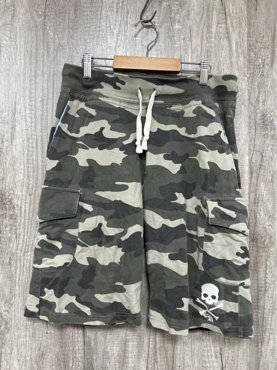 HYDROGEN イタリア製 迷彩 ミニタリー スカル 総柄 ハーフ パンツ sizeS/カーキ ■◆ メンズ拍卖