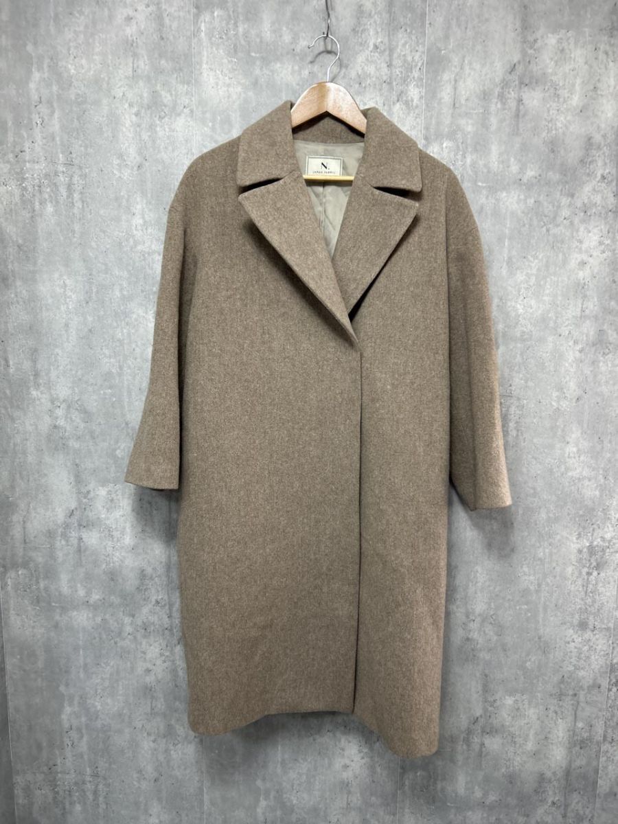 N. JAPAN FABRIC 無地 ノーカラー コート sizeS/ベージュ ◆■ レディース拍卖