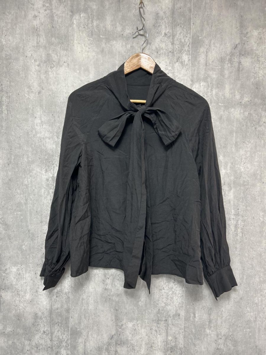 ネコポスOK Mila Owen ミラオーウェン 長袖 ボウタイ シャツ size0/黒 ◇■ レディース拍卖