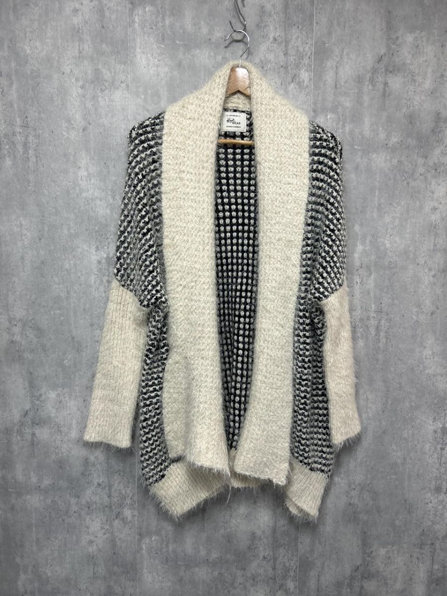 Cotton On Knit WEAR ロング ドルマン カーディガン sizeXS/S/白x黒 ◆■ レディース拍卖