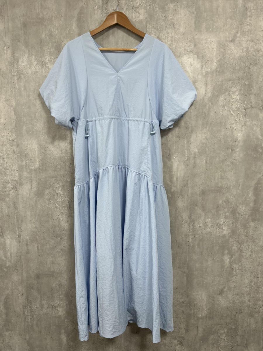 ネコポスOK mystic ドロストギャザー ワンピース sizeS/水色 ■◆ レディース拍卖