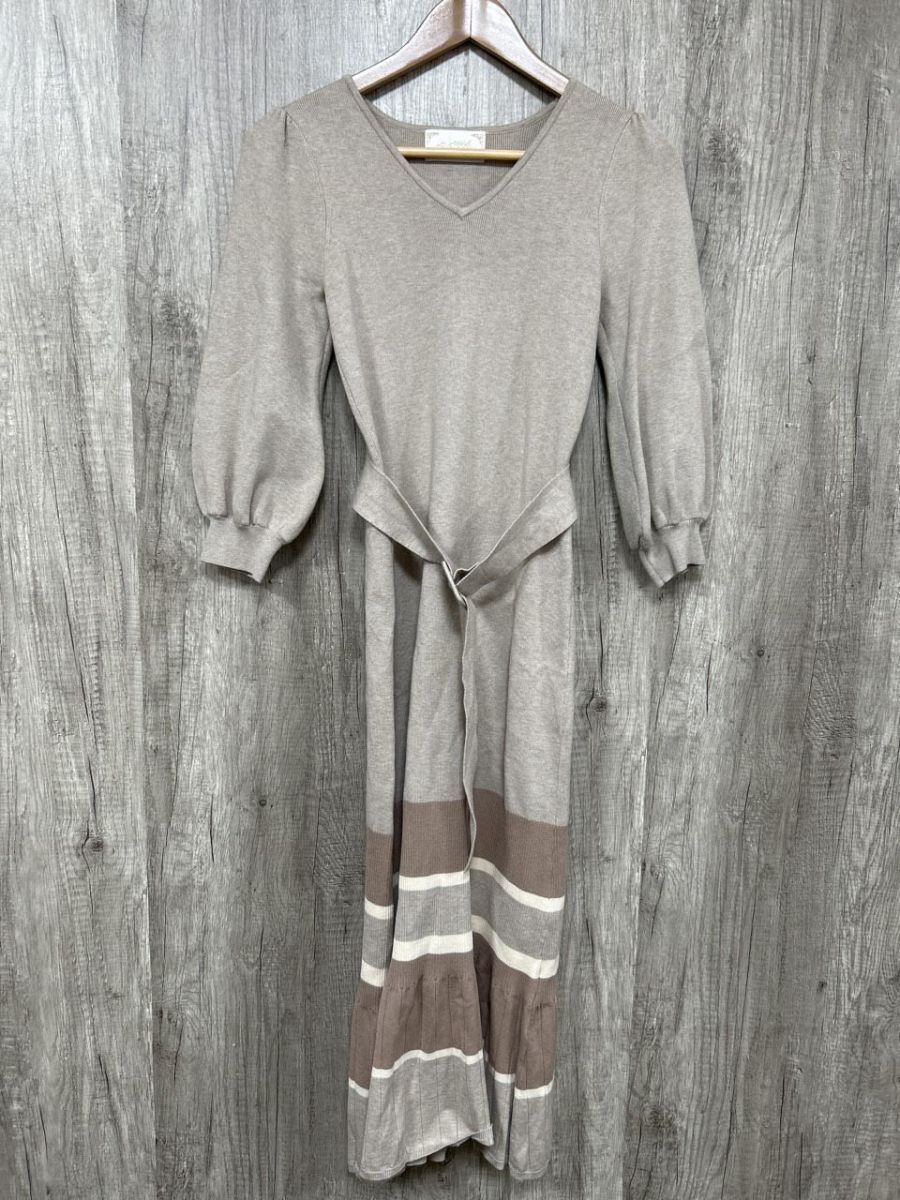 michell Macaron ボーダー Aライン ワンピース sizeF/ベージュ ◆■ レディース拍卖