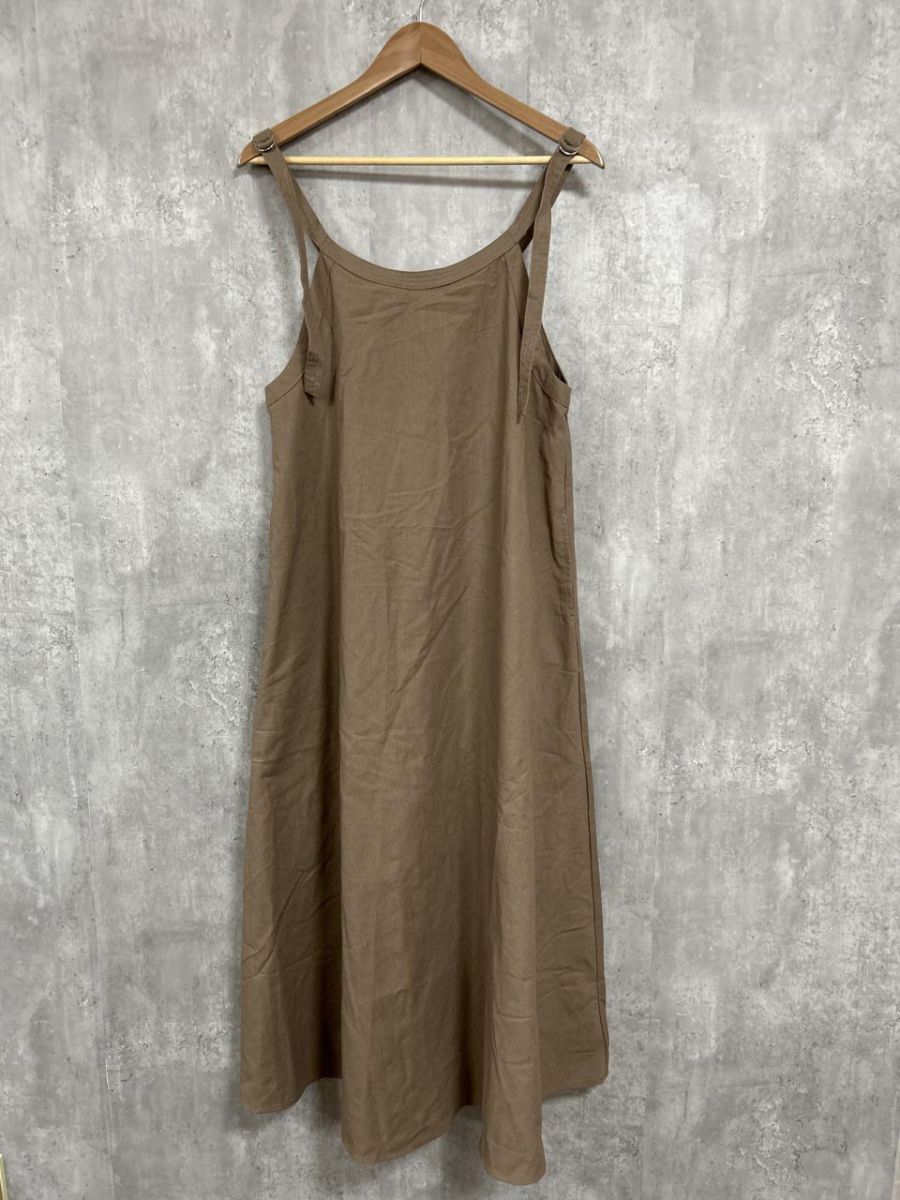 alma design アルマデザイン リネン混 フレア ロング キャミソール ワンピース sizeM/茶 ■■ レディース拍卖