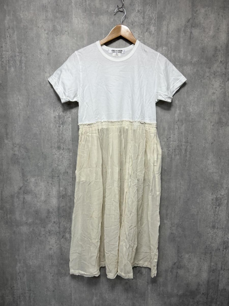 ネコポスOK COMME des GARCONS コムデギャルソン 日本製 シアー チュニック ワンピース sizeXS/白 ■◆ レディース拍卖