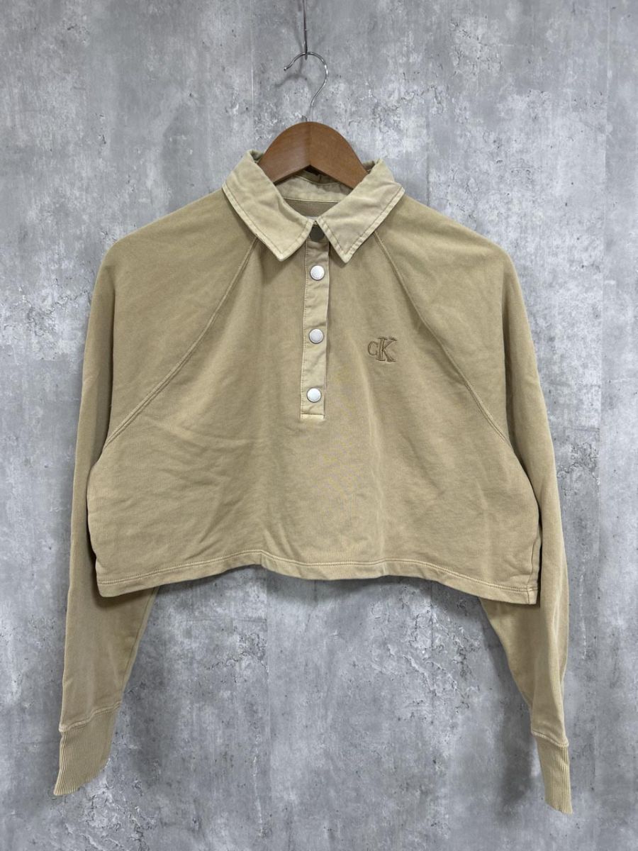 Calvin Klein カルバンクライン 襟付き ショート丈 カットソー sizeXS/ベージュ ◇■ レディース拍卖