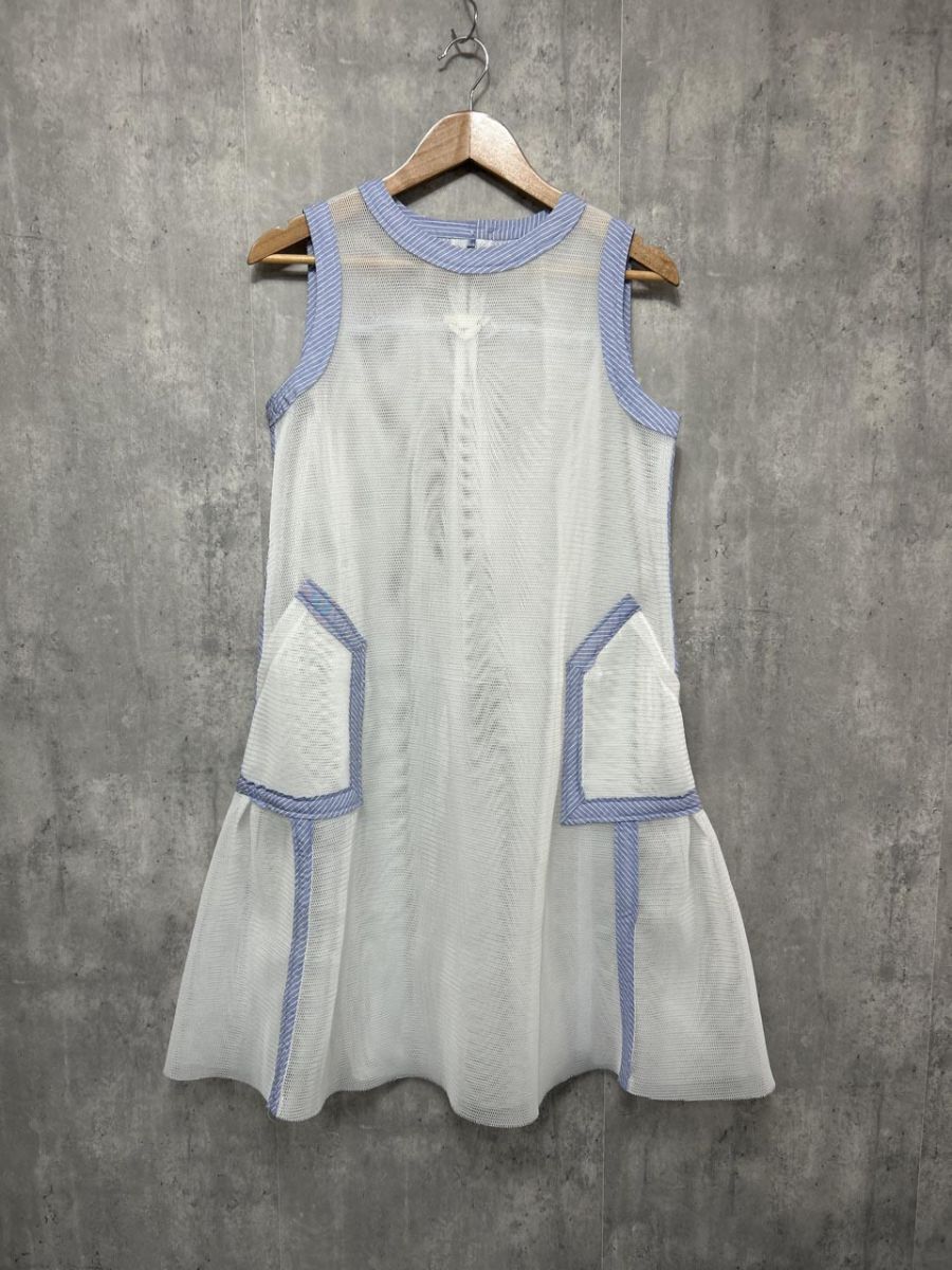 MIDDLA メッシュ 日本製 Iライン ワンピース 白 ■◆ レディース拍卖