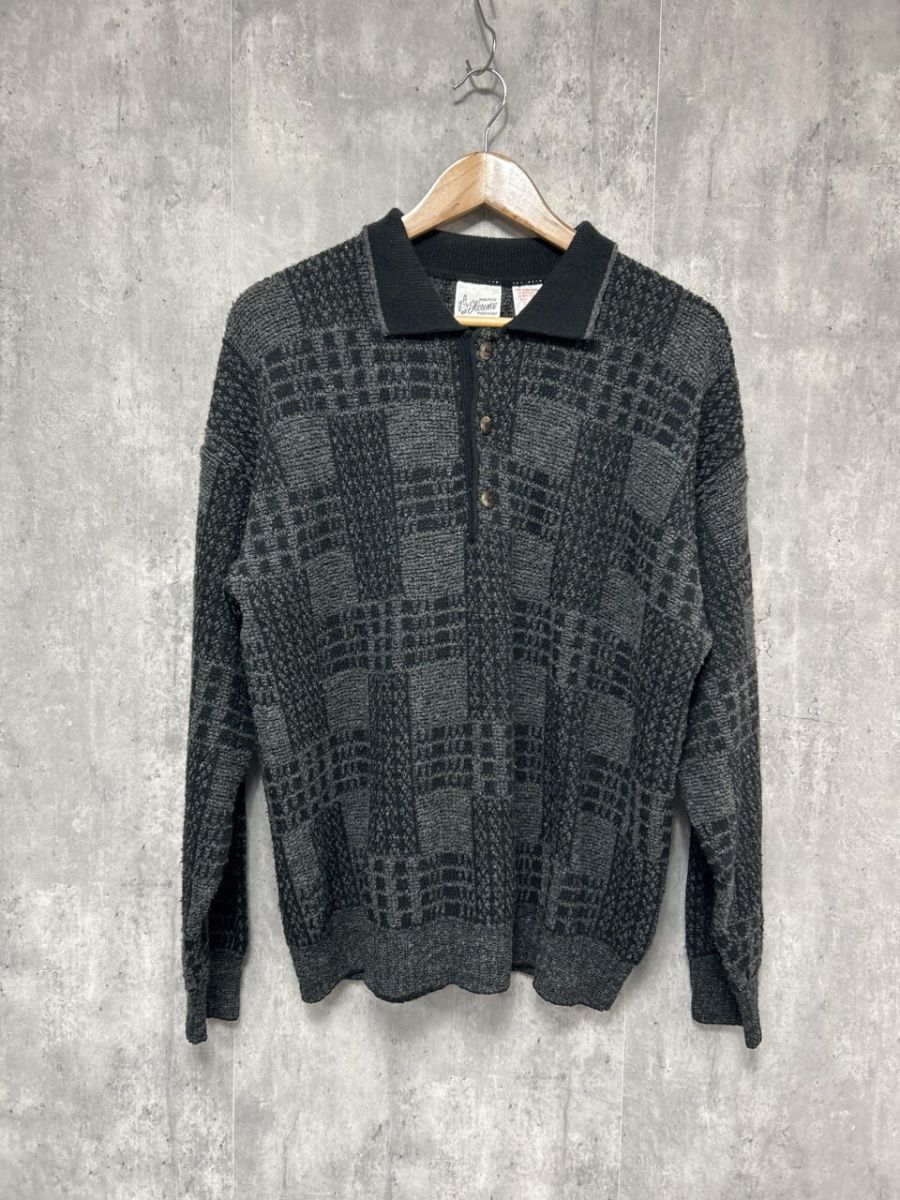 MAGLIFICIO Florence 襟付き チェック柄 ニット セーター sizeM/黒×グレー ◆■ メンズ拍卖