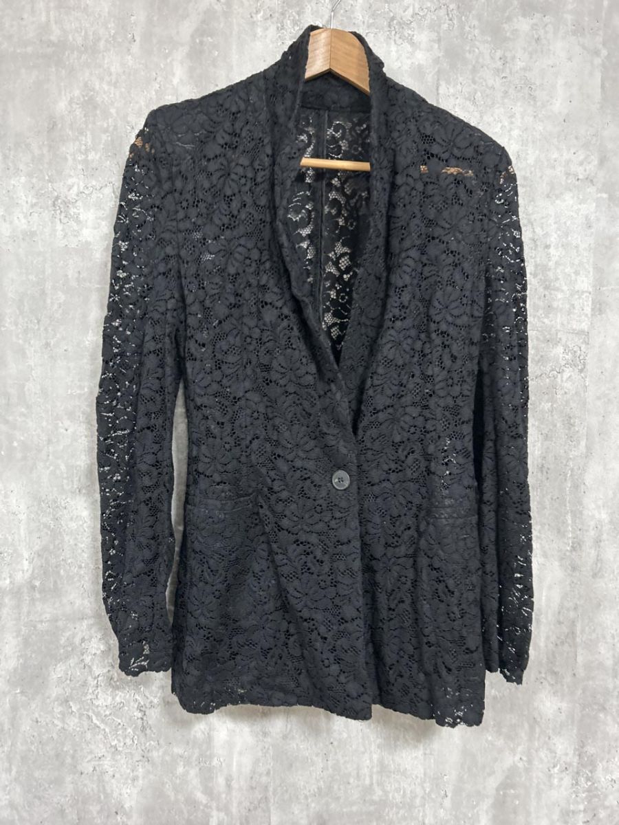 ZARA ザラ ショルダーパッド レース 花柄 シアー テーラード ジャケット sizeS/黒 ■◆ レディース拍卖