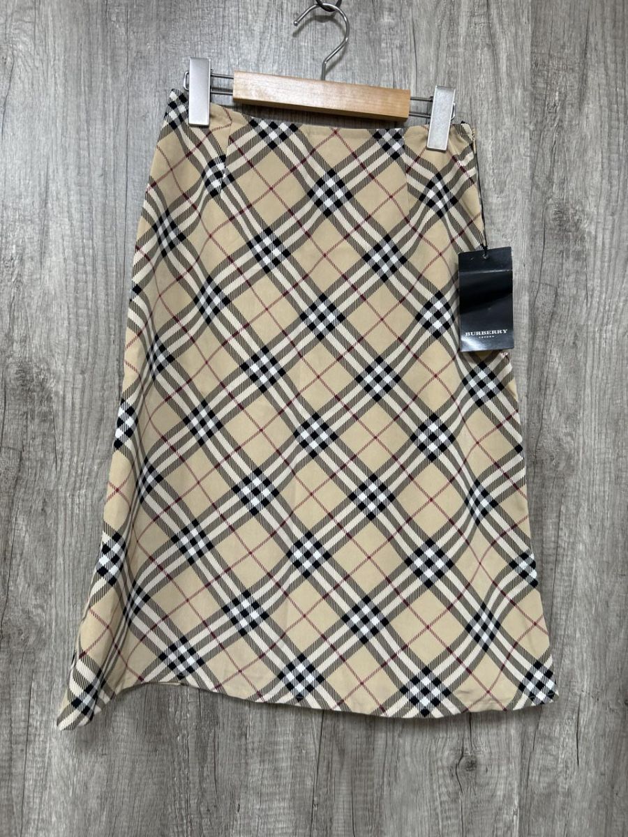 ネコポスOK 美品 BURBERRY バーバリー LONDON タグ付 定番 Aライン 台形 スカート sizeL/ベージュ ■■◎ レディース拍卖