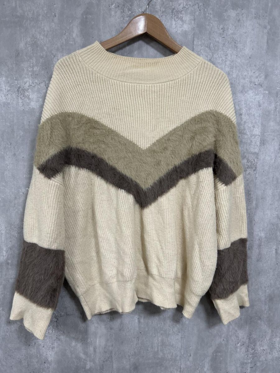 mystic モコモコ ワイド幅 ニット セーター sizeF/白 ◆■ レディース拍卖