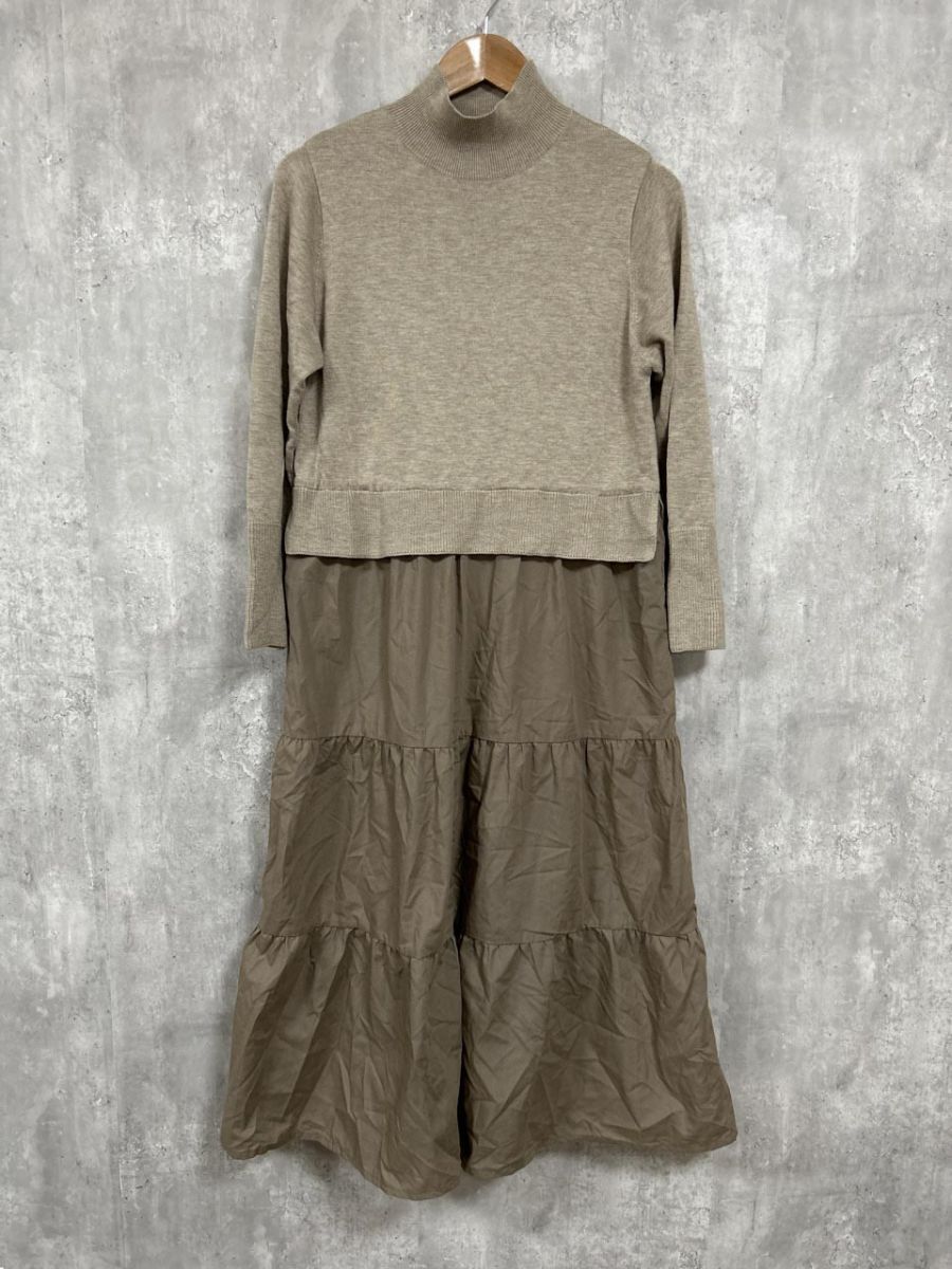 So close, 無地 ドッキング ワンピース sizeM/茶 ◆■ レディース拍卖