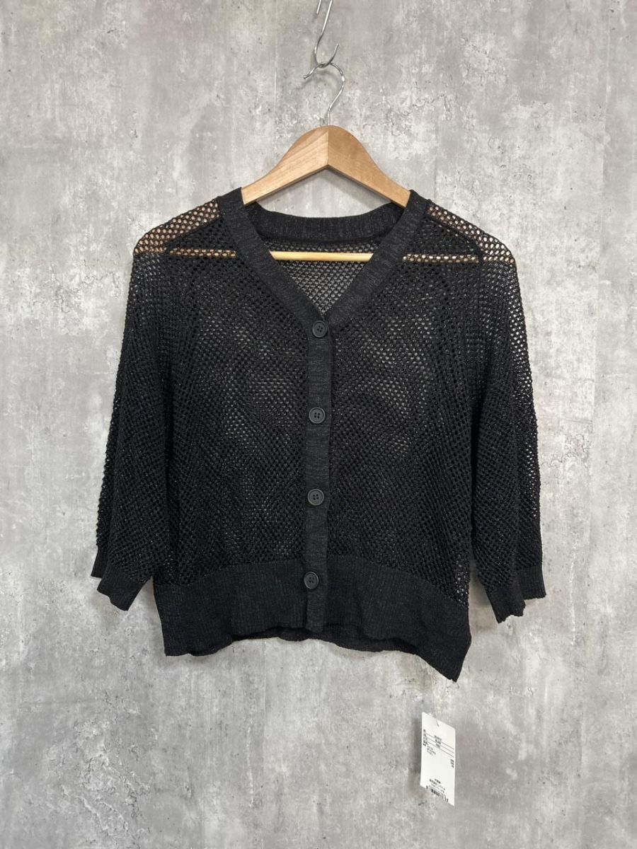 ネコポスOK 美品 Bou Jeloud ブージュルード タグ付 メッシュミニット カーディガン sizeF/黒 ■◆ レディース拍卖